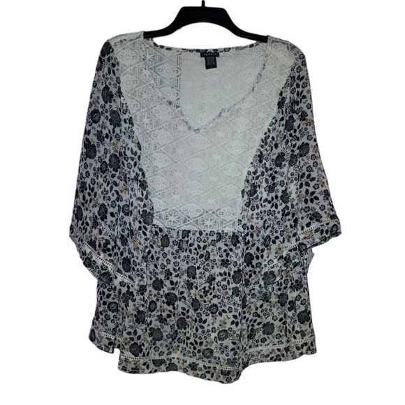 TORRID Chiffon Embroidered Top Blouse White-Ivory - Picture 3 of 5